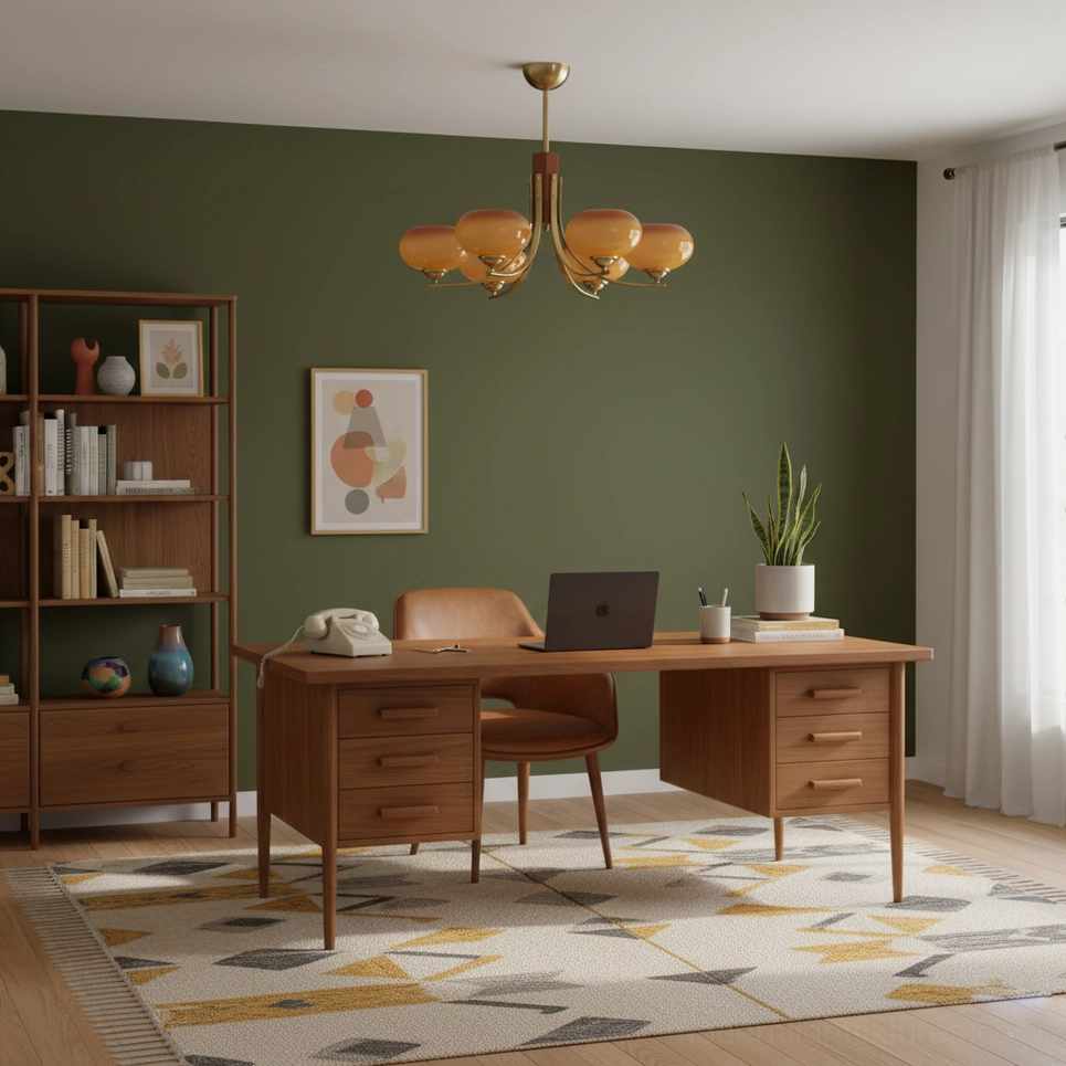 Fabio chandelier in entryway foyer creating focal point vintage modern design statement