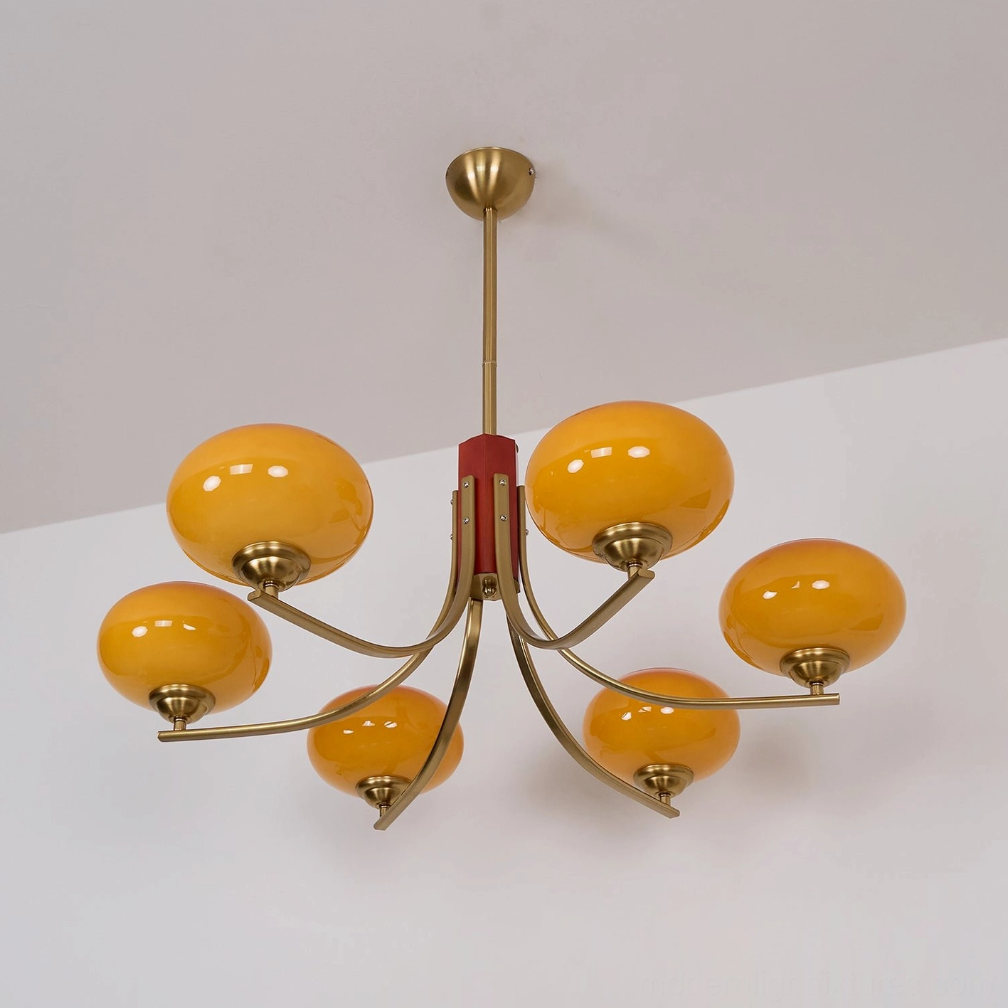 Fabio mid-century chandelier hardware detail showing E26 E27 socket and brass connections