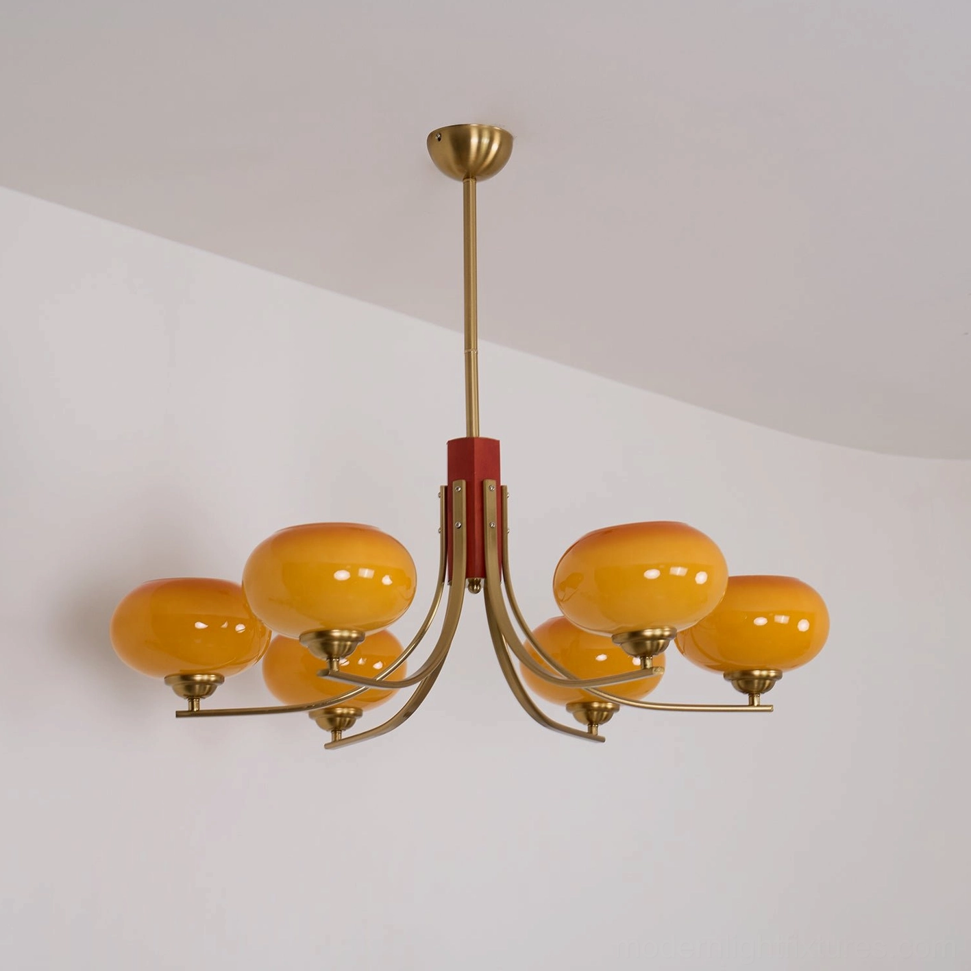 Fabio mid-century modern chandelier in eclectic maximalist interior with bold colors patterns