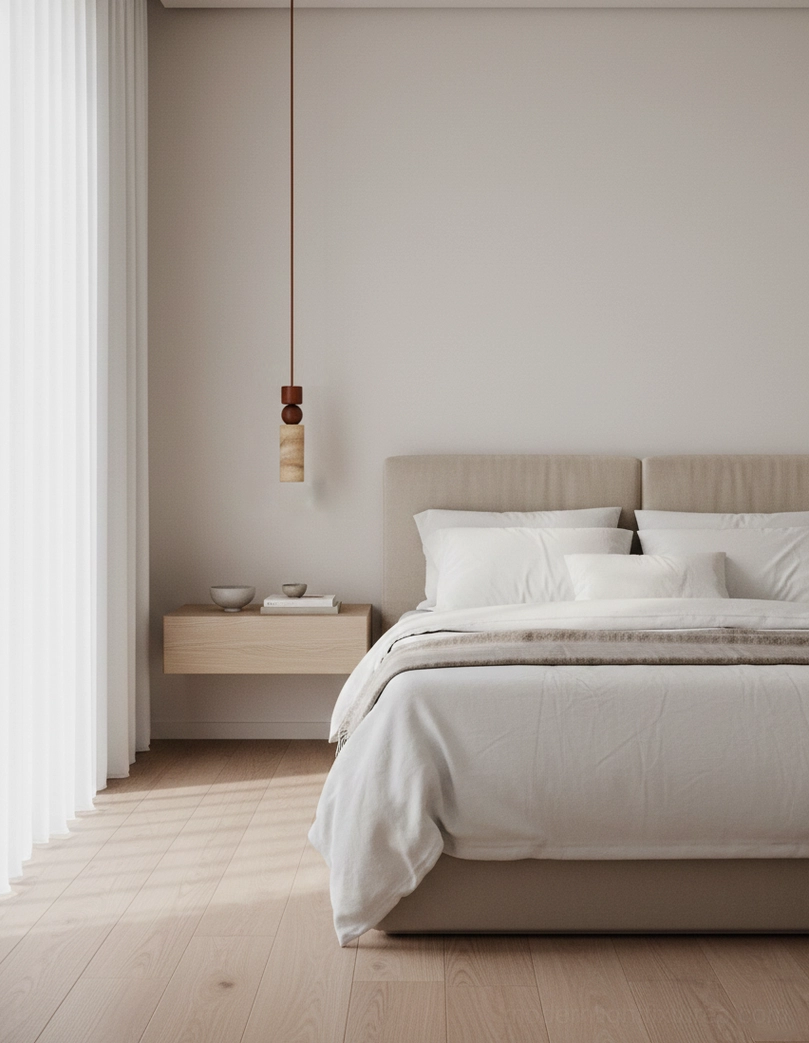 Fables geometric pendant lamp - minimalist japandi style pendant light with natural materials and clean lines