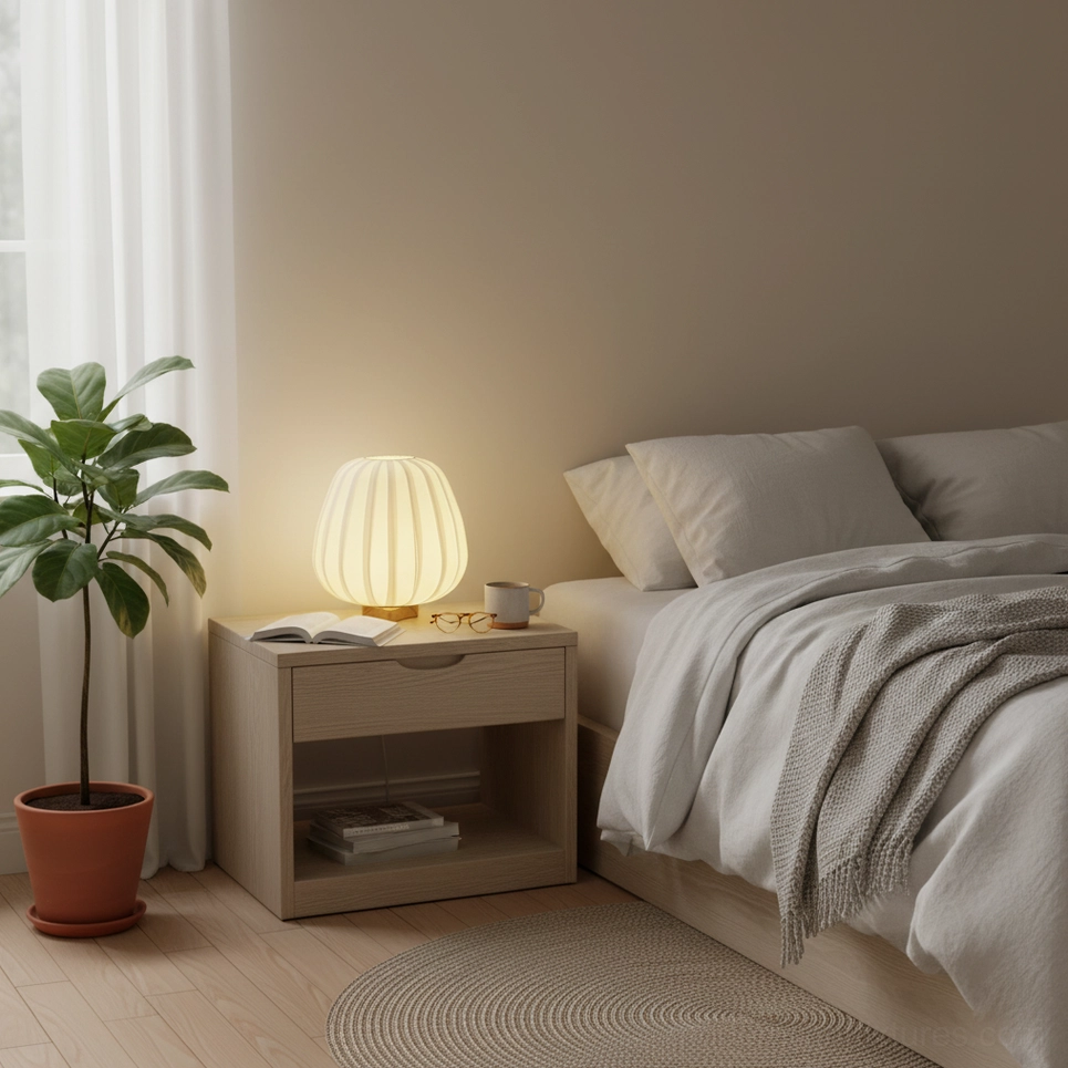 Fabric table lamp architectural photography contemporary interior design