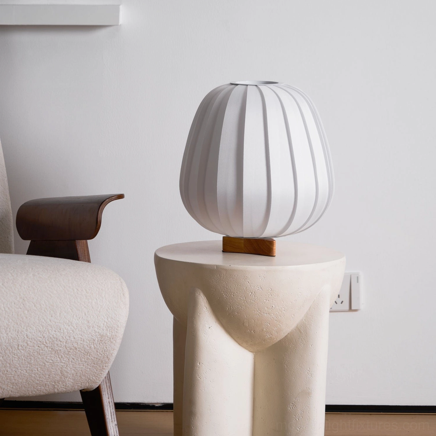 Fabric table lamp compact model minimalist space-saving design solution