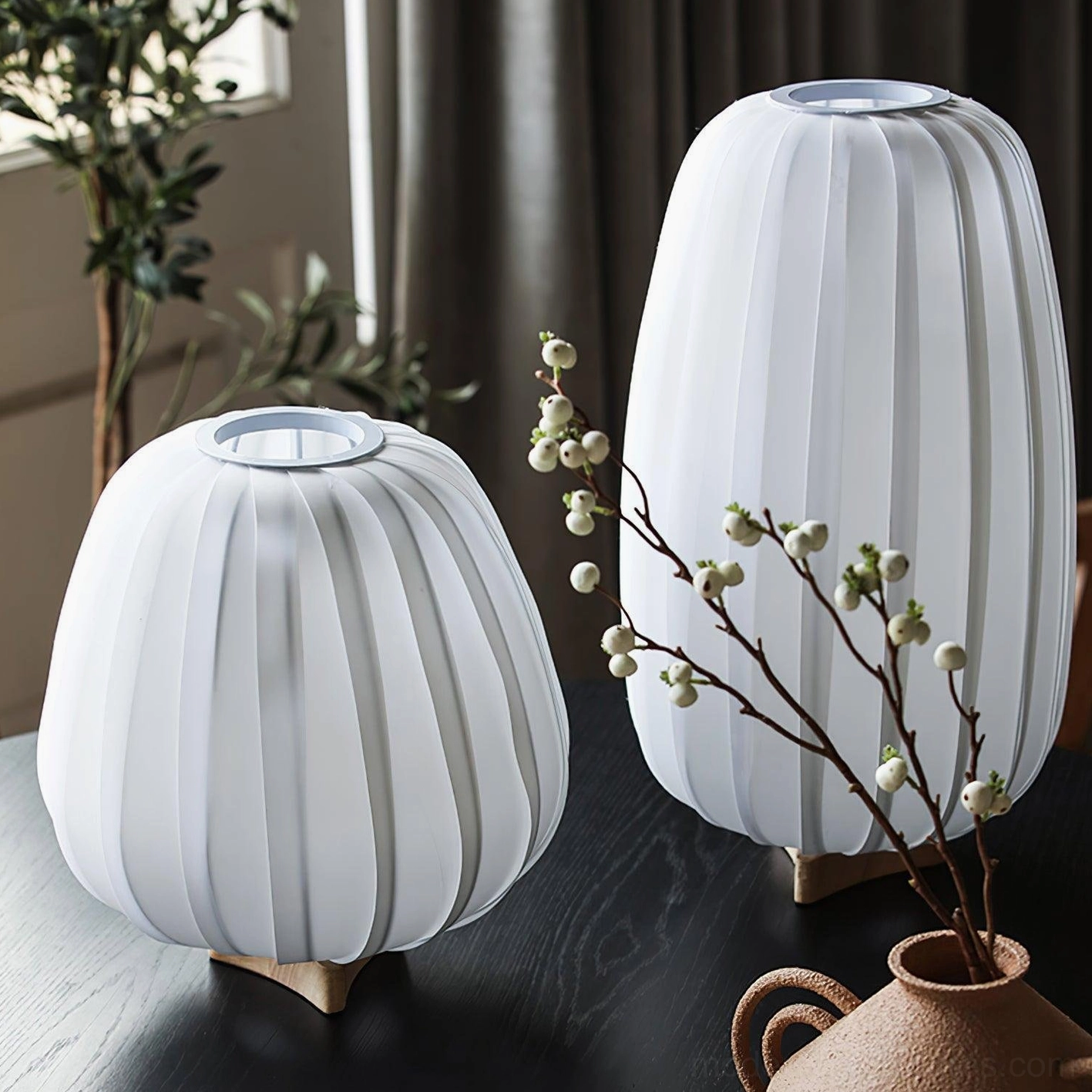 Fabric table lamp tall variant bedroom reading light functional design