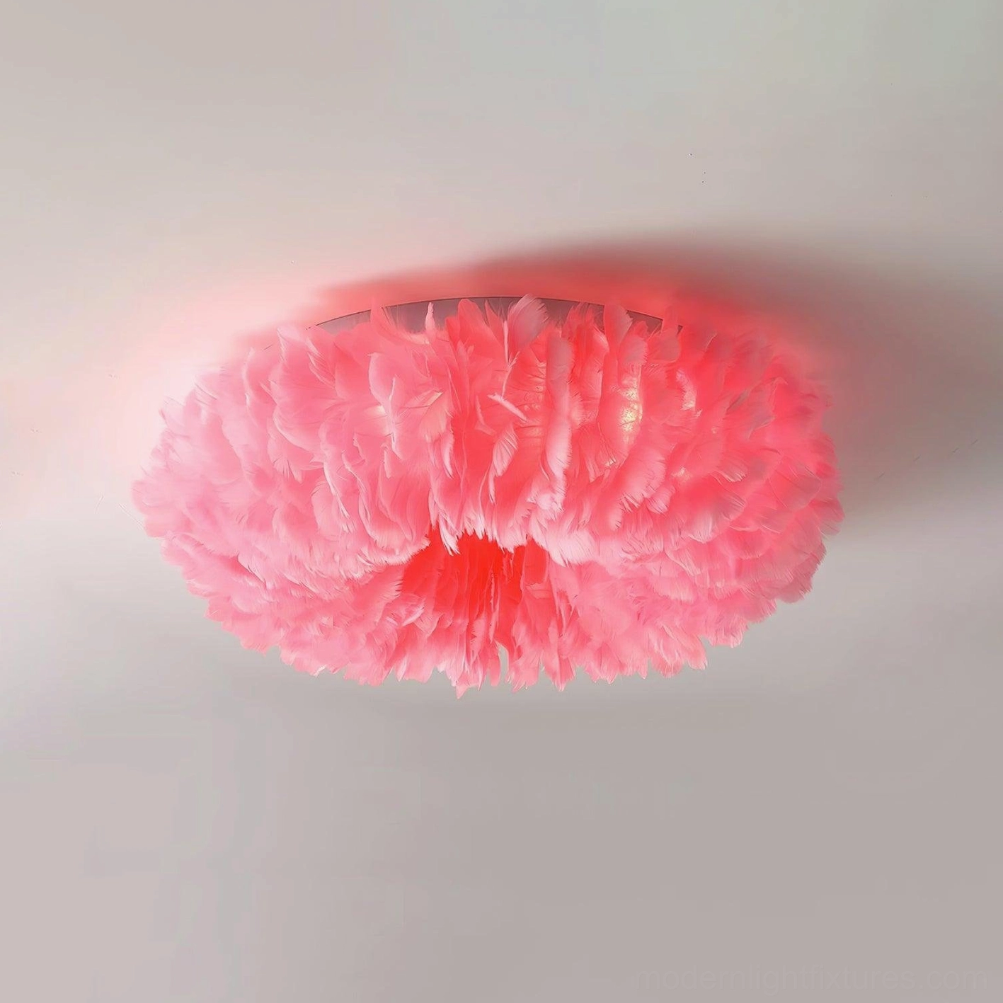 Feather ceiling light fixture medium and large size options displayed for living room and spacious foyer applications