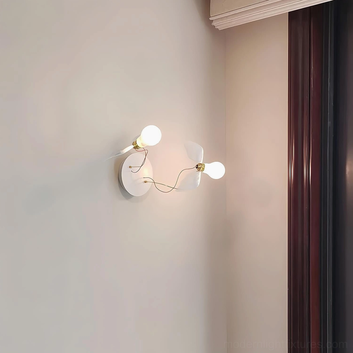 Feathered lamp bathroom vanity mirror lighting installation with damp-rated wall sconce