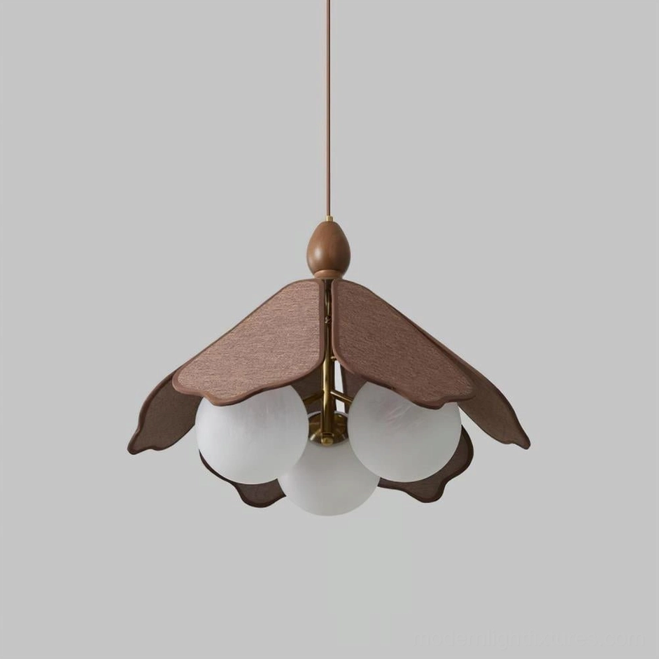 Feyora petal pendant light brown and matte white finish variant dining room ambiance