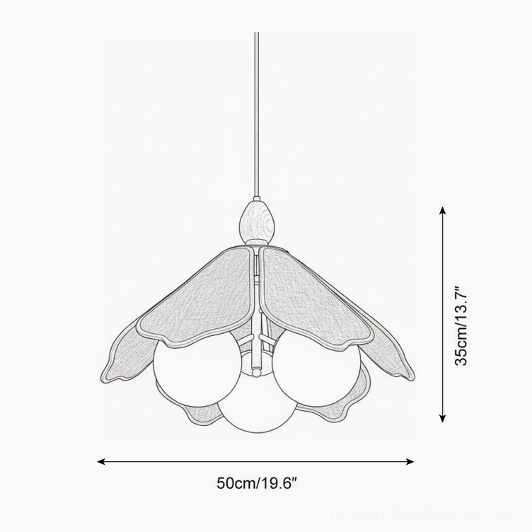 Feyora pendant light technical dimension diagram orthographic drawing 50cm diameter 35cm height