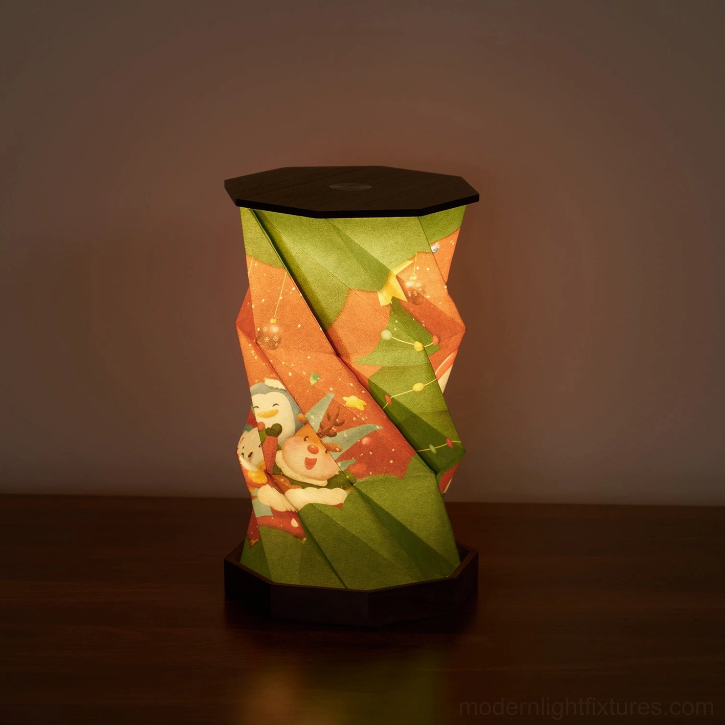 Fida Fold Paper Table Lamp dimensions specifications showing 4.8 inches width and depth with compact 0.7 inch height when folded