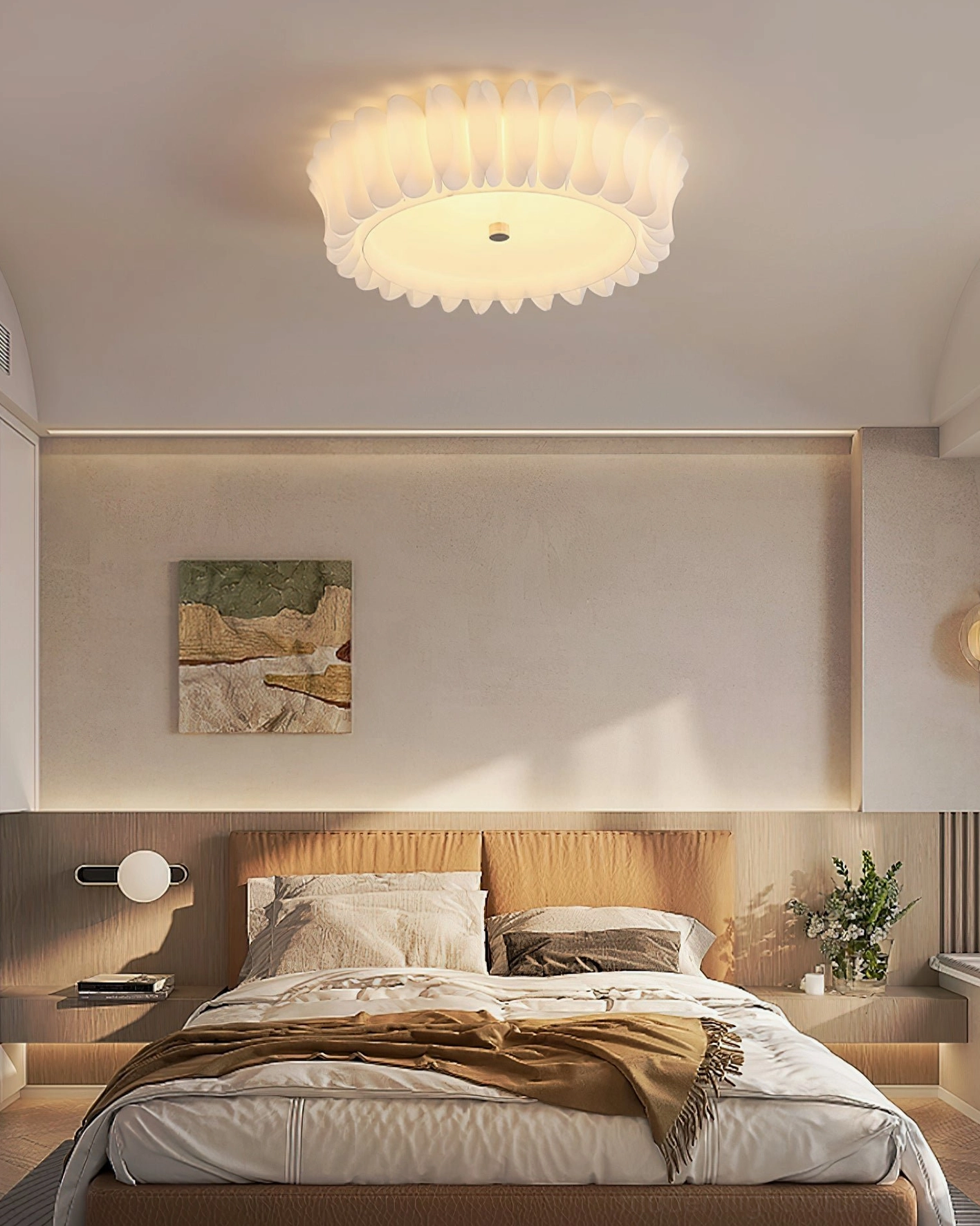 Figura modern ruffled ceiling light fixture with integrated LED warm white glow