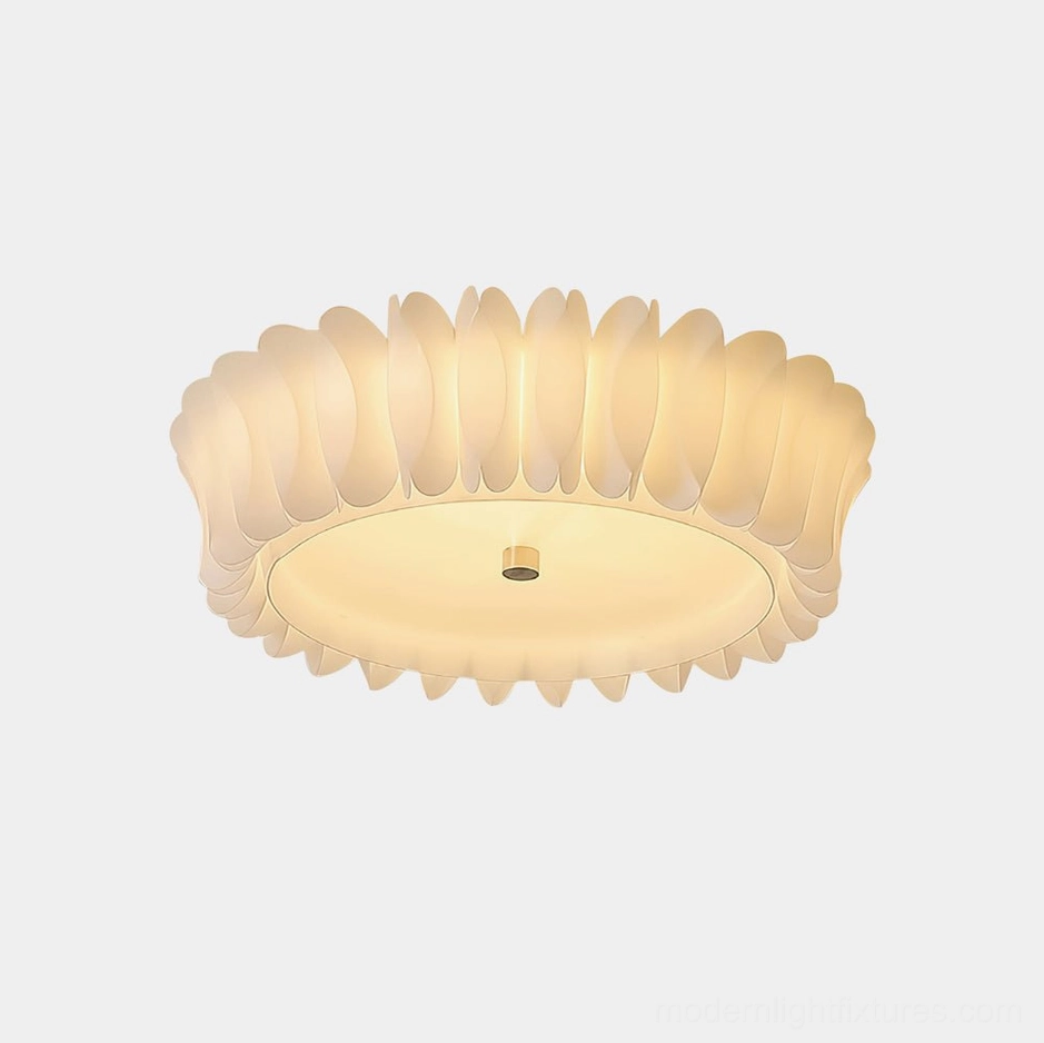 Figura flush mount ceiling light, white variant with ruffled petal-shaped design