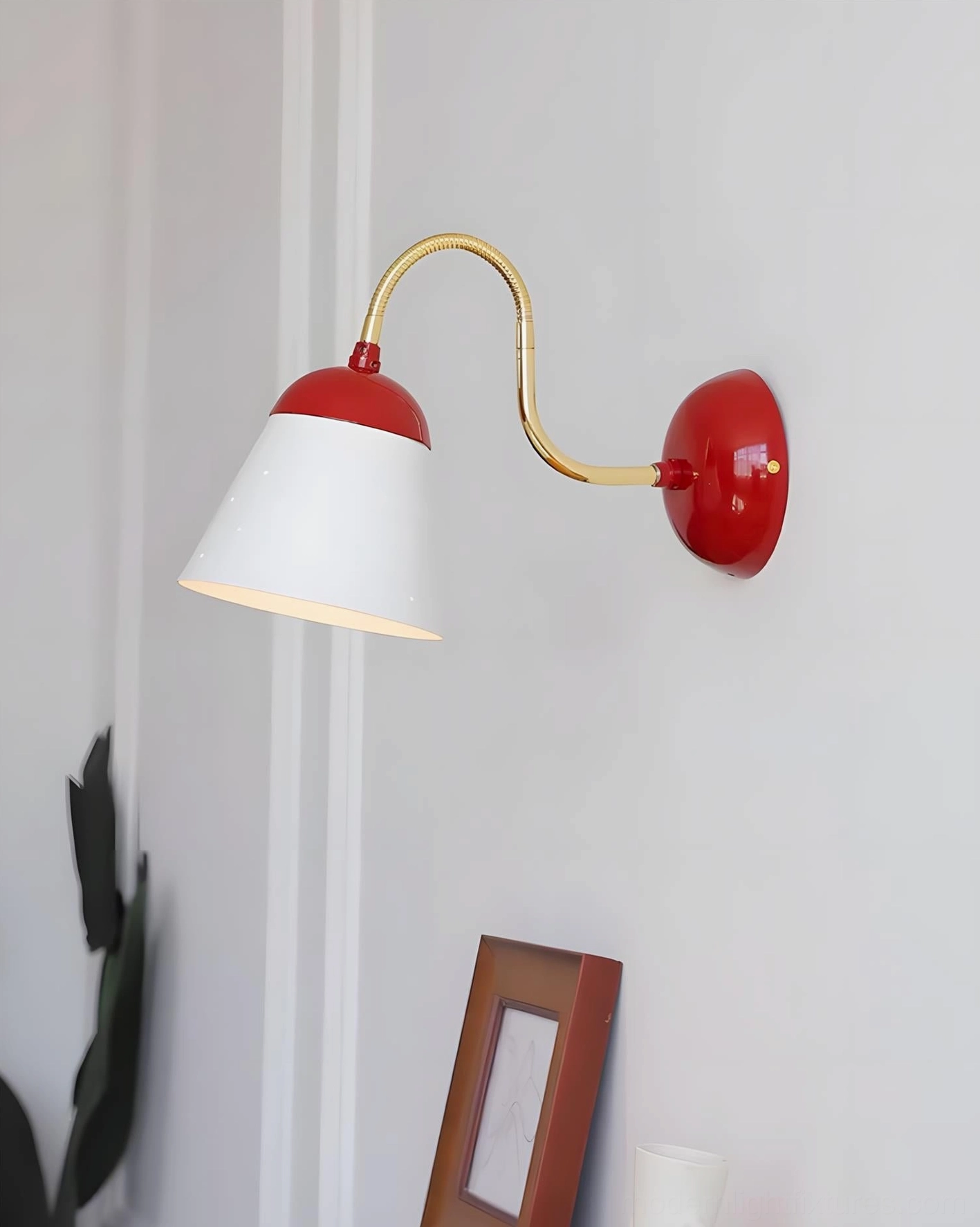 Filo wall lamp styling in contemporary interior with mid-century modern furniture and retro decor aesthetic
