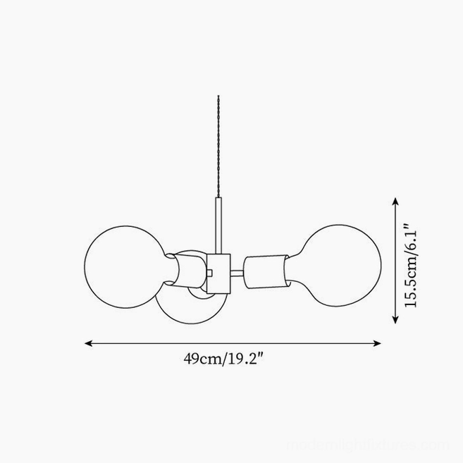 Filotto pendant light technical dimension diagram showing 49cm diameter and 15.5cm height specifications