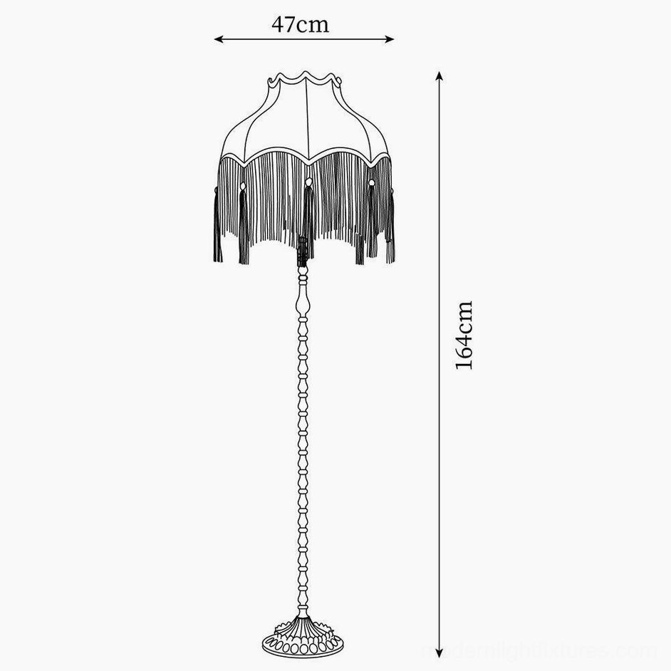 Fina Tassel Floor Lamp technical schematic showing 47cm diameter and 164cm height dimensions