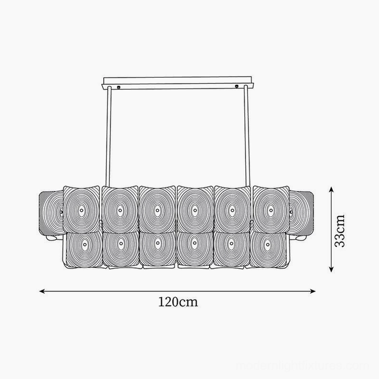 Rectangular 120cm fingerprint chandelier technical specifications orthographic drawing