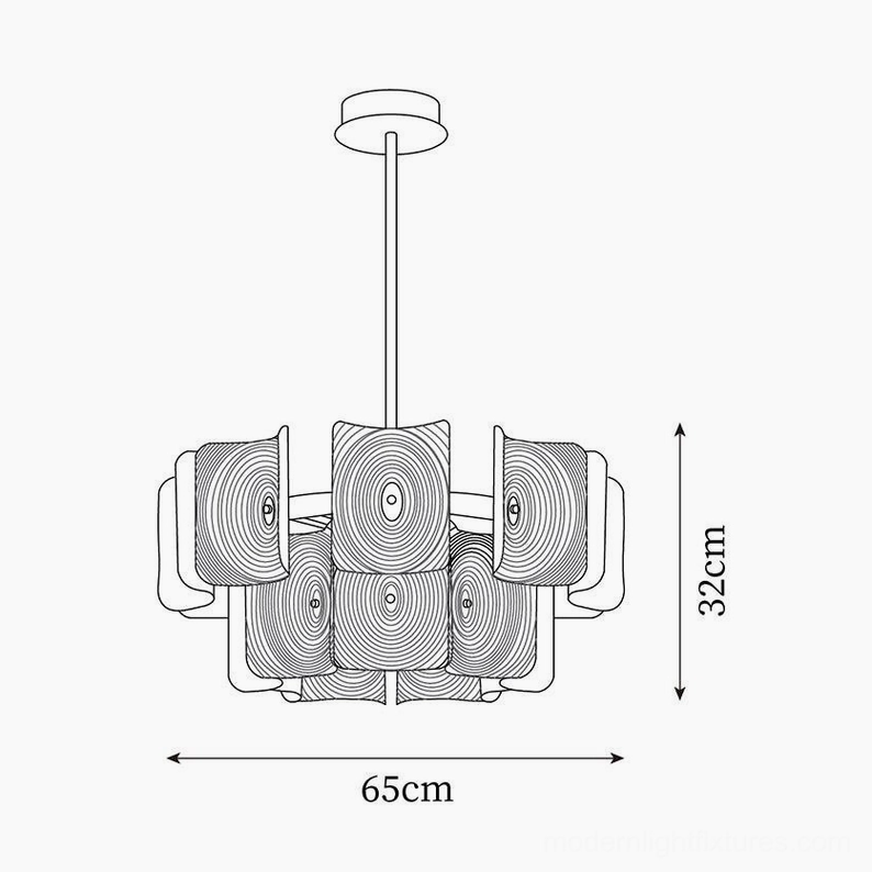 Small 65cm round fingerprint chandelier technical specifications orthographic drawing