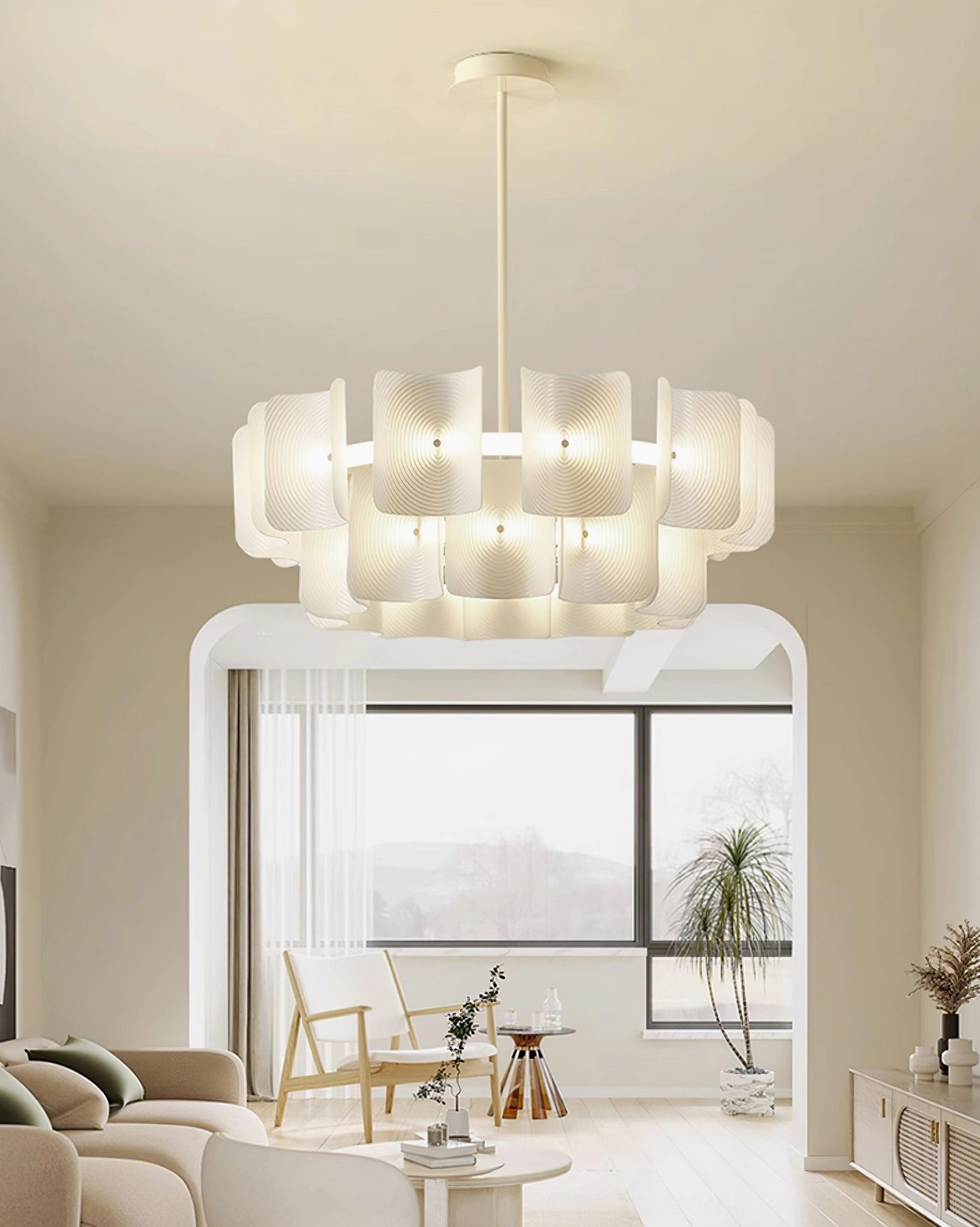Fingerprint chandelier acrylic shade detail close-up textured pattern design