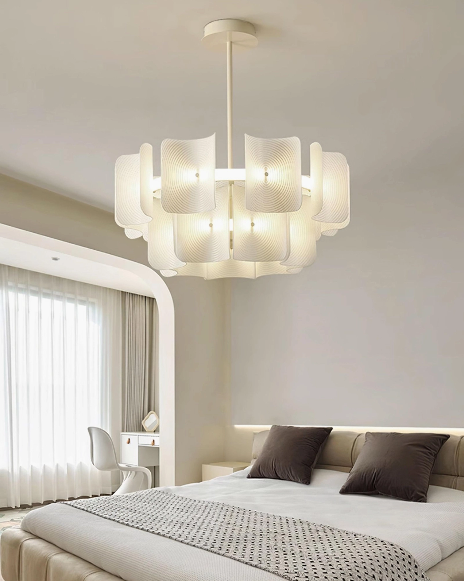 Cool white 6000K fingerprint chandelier bright light contemporary kitchen island