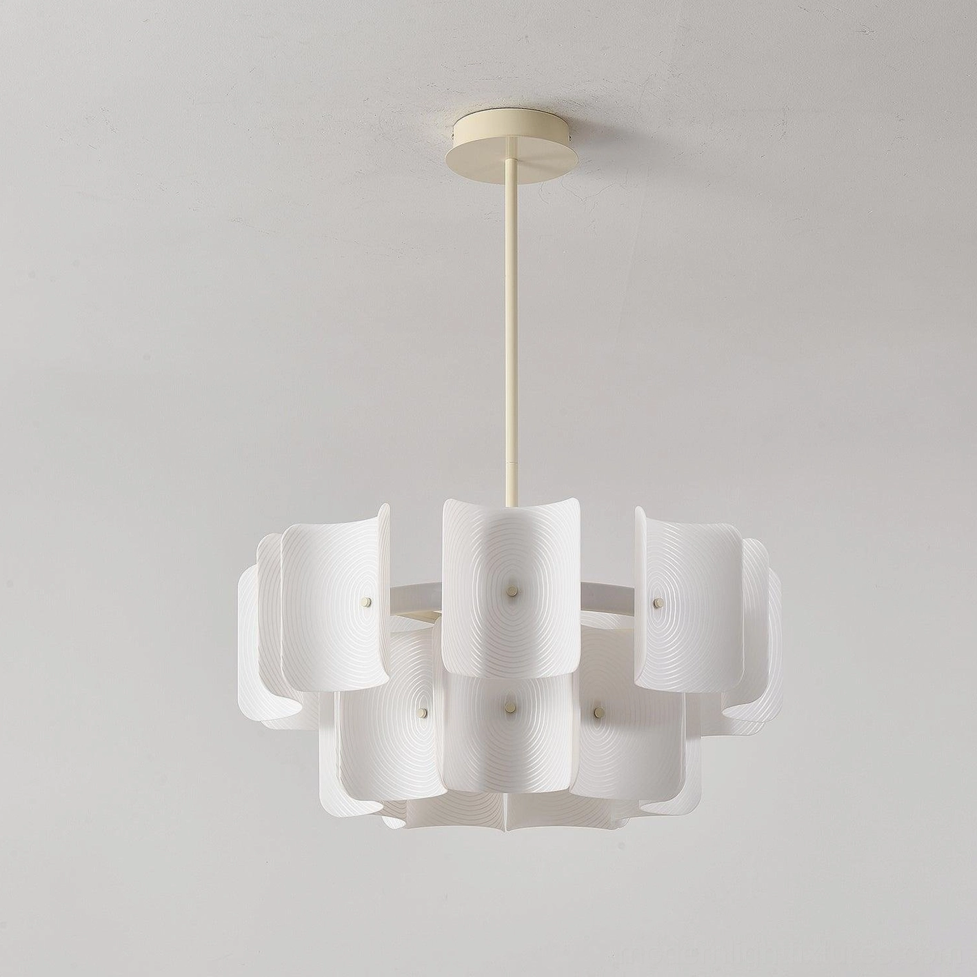 Fingerprint chandelier industrial chic metal framework minimalist aesthetic
