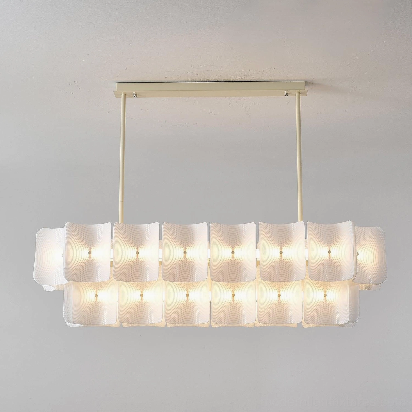 Rectangular 120cm fingerprint chandelier beige acrylic modern lighting solution