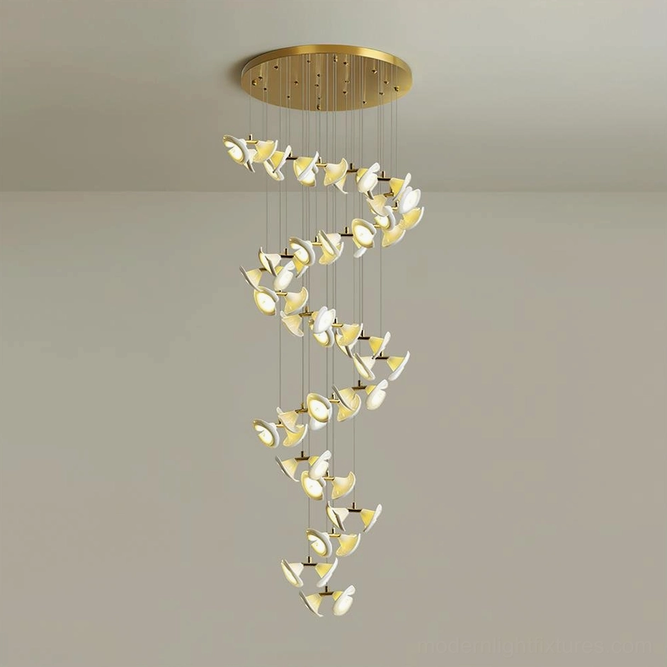 Fiora 56 heads XL chandelier dense petal-disc cluster contemporary luxury installation
