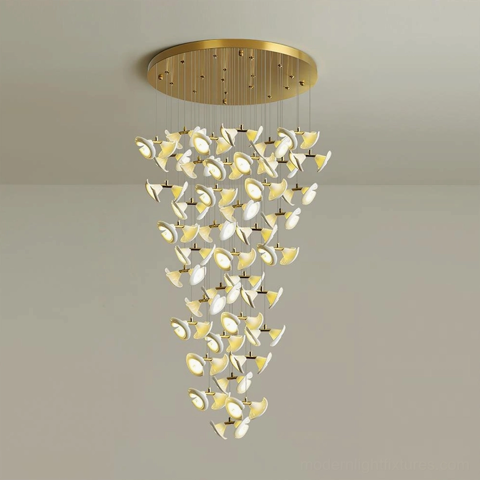 Fiora 80 heads XXL modern cluster chandelier white finish grand scale lighting fixture