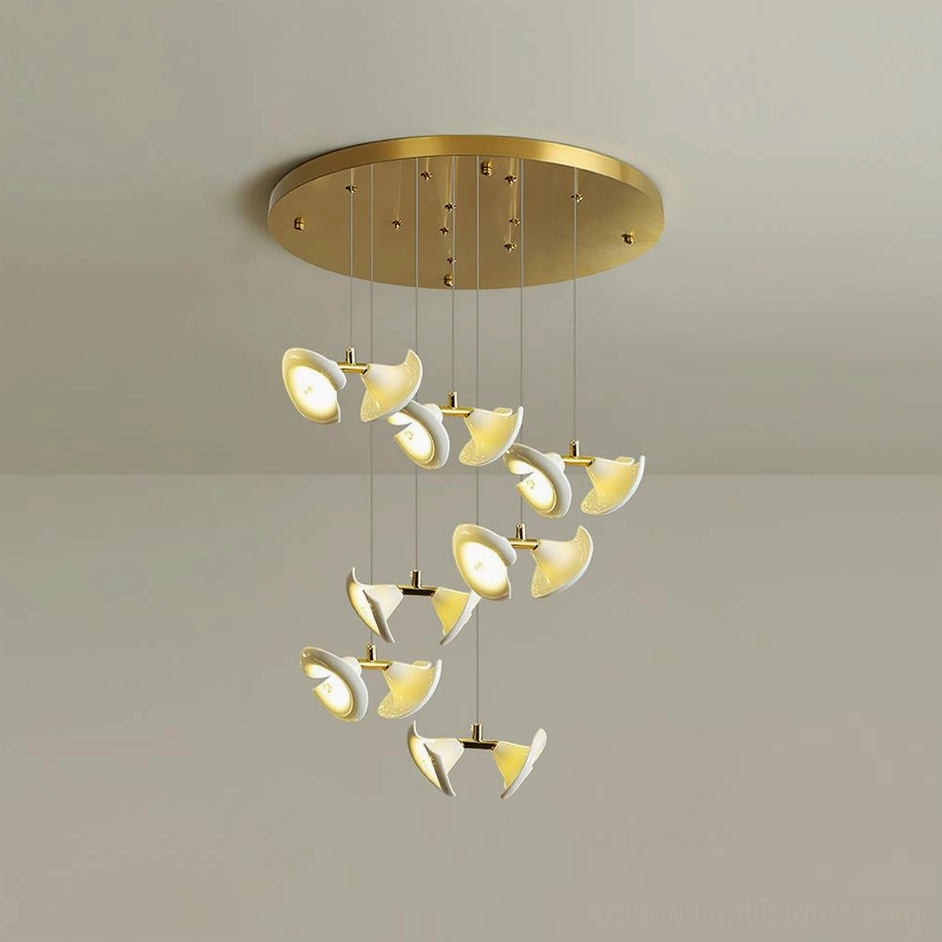 Fiora contemporary cluster pendant chandelier white finish luxury modern interior