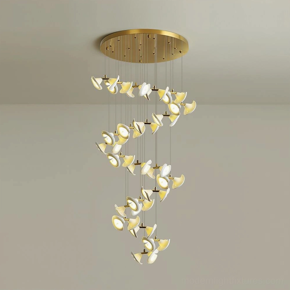 Fiora spiral cluster chandelier architectural focal point contemporary foyer design