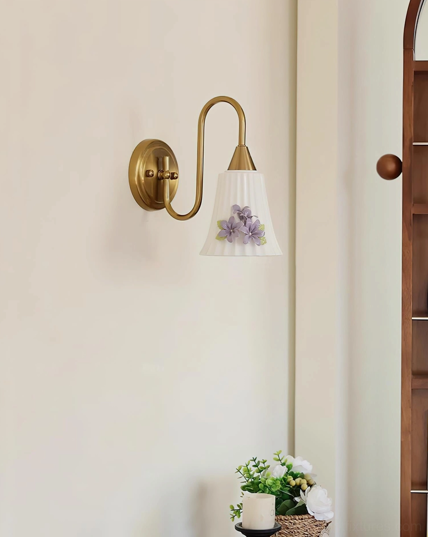 Fiorenta wall sconce elegant display showing hand-crafted floral details and vintage European lighting design