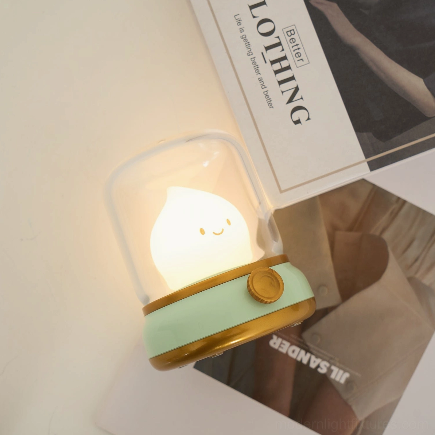 Flame LED brightness dimmer settings, adjustable illumination 1-100%, touch responsive control