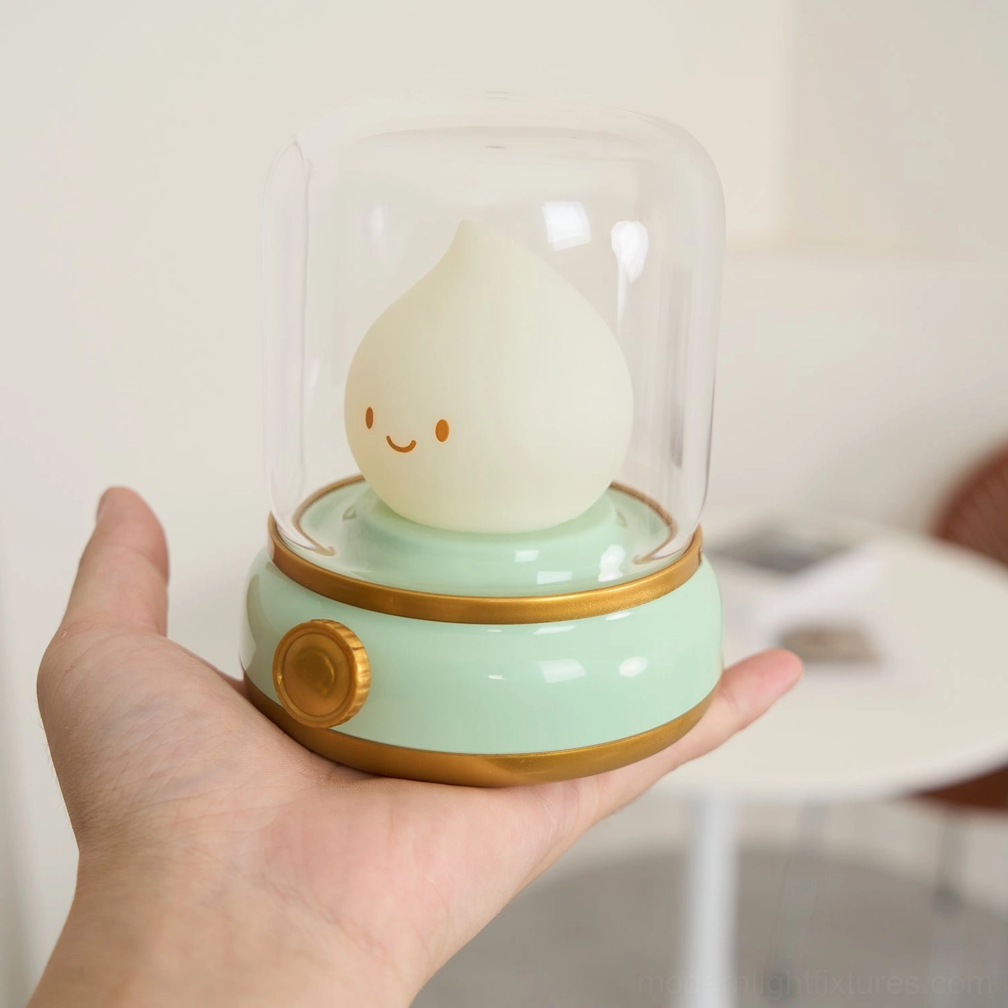Flame LED night light collection, multiple colors and finishes, coordinated home lighting design