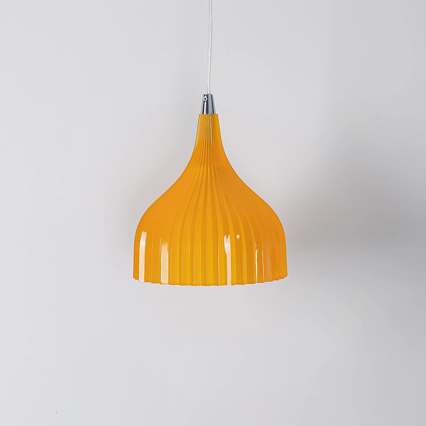 Clear Flare ribbed pendant lamp showcasing transparent acrylic with detailed ribbed geometry and light diffusion