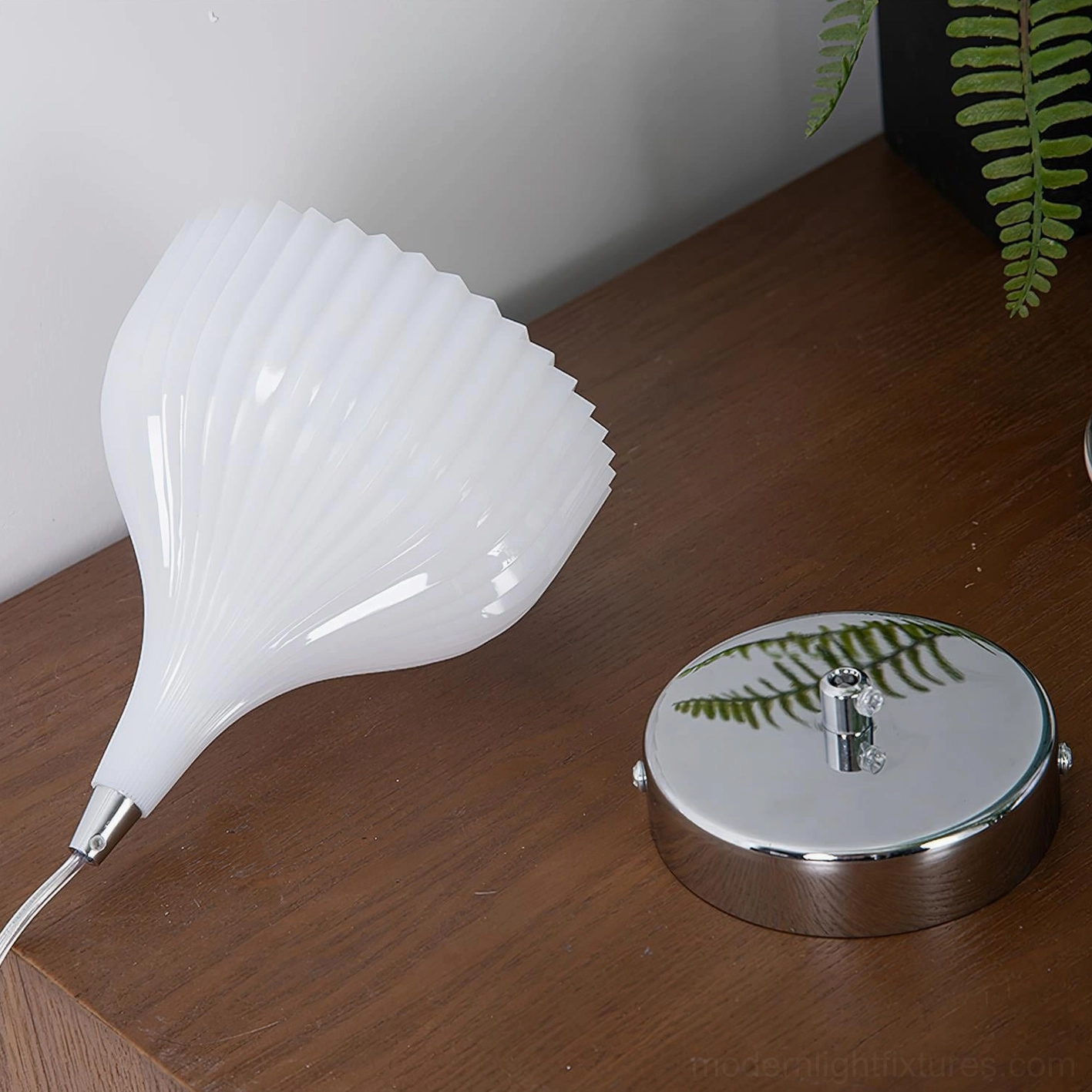 Flare ribbed pendant light paired with dimmer switch showing adjustable brightness and color temperature variation