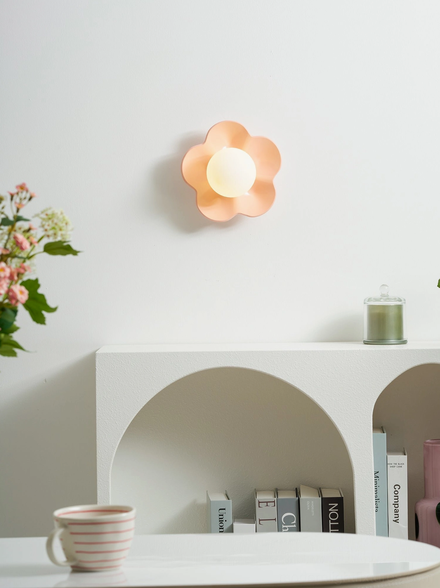 Fleur wall sconce botanical focal point living room - sculptural resin flower lamp changes wall composition