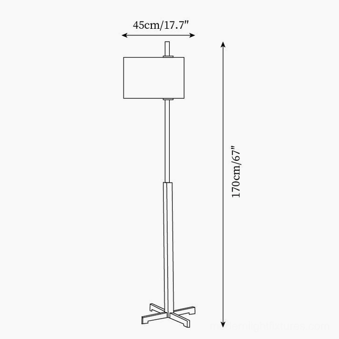 Floor lamp technical dimension drawing orthographic view showing 170cm height and 45cm shade width specifications