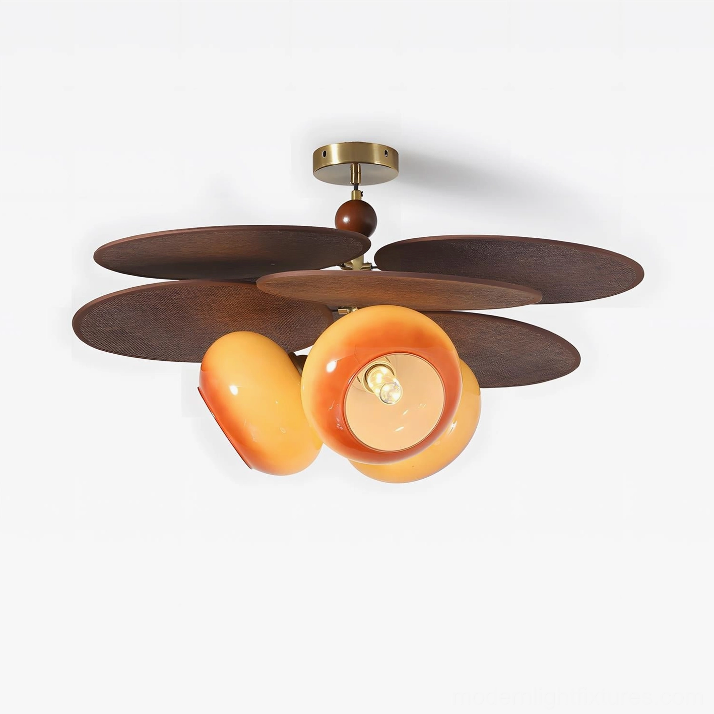 Floravane brown and white three head pendant ceiling light warm glass shade design