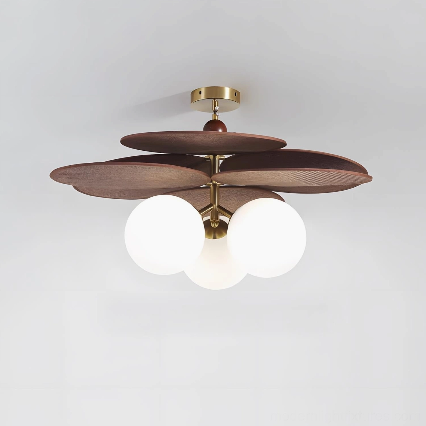 Floravane brown and white three head ceiling lamp sculptural modern fixture design