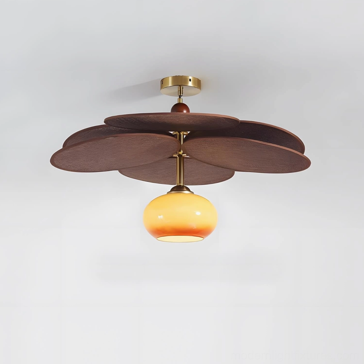 Floravane single head brown caramel ceiling lamp variant organic petal form lighting