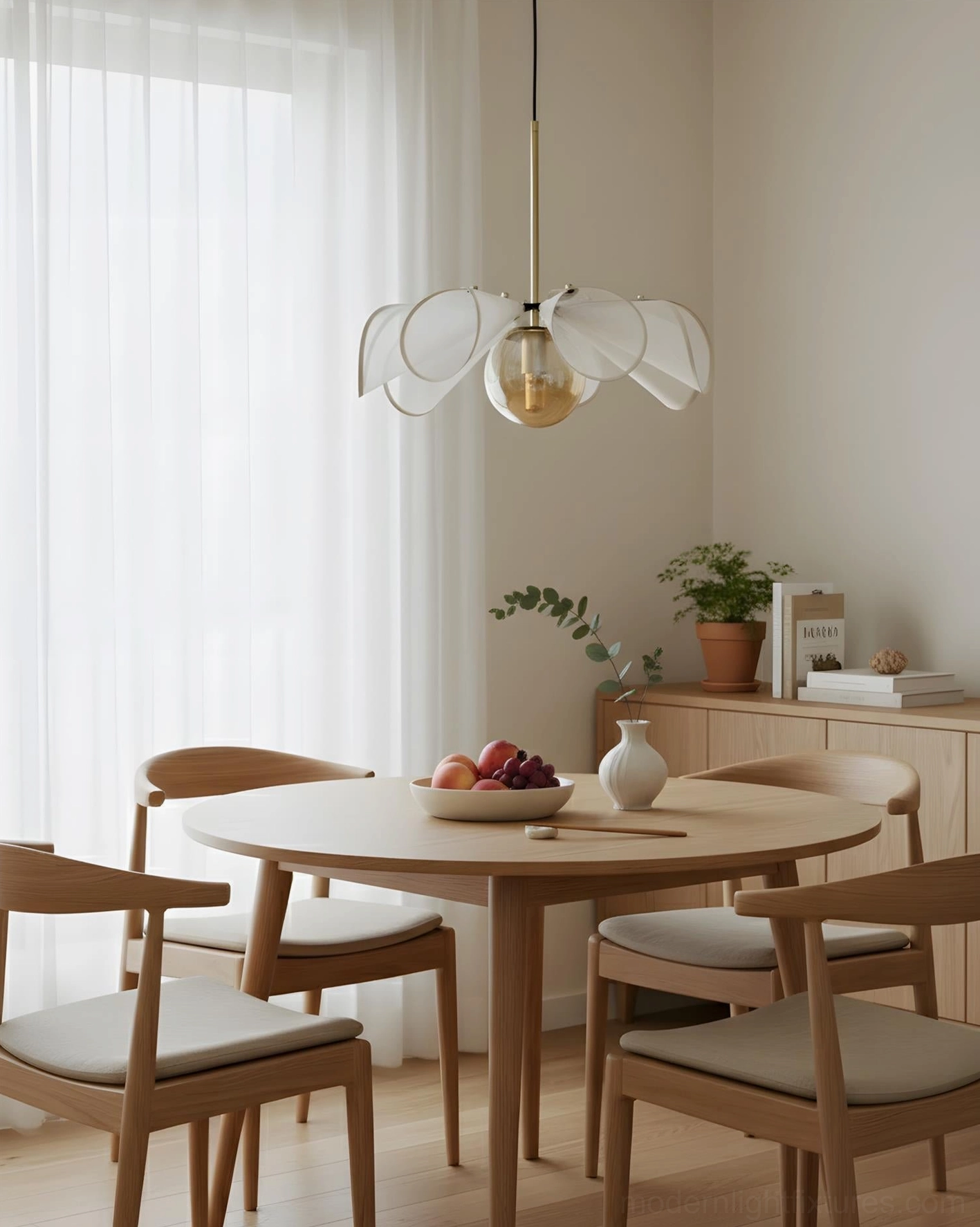 Florello modern pendant lamp installation showing suspension wire length and ceiling mount