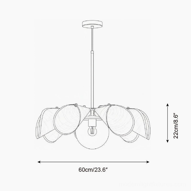 Florello pendant lamp size medium technical specification 60cm diameter 22cm height dimensions