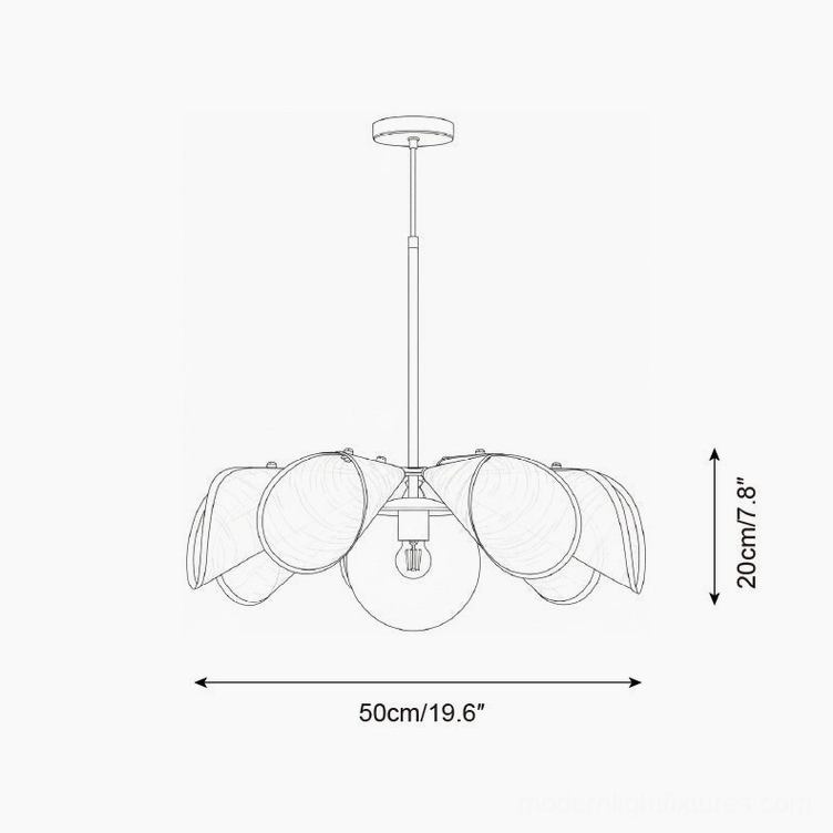 Florello pendant lamp size small technical specification 50cm diameter 20cm height front view