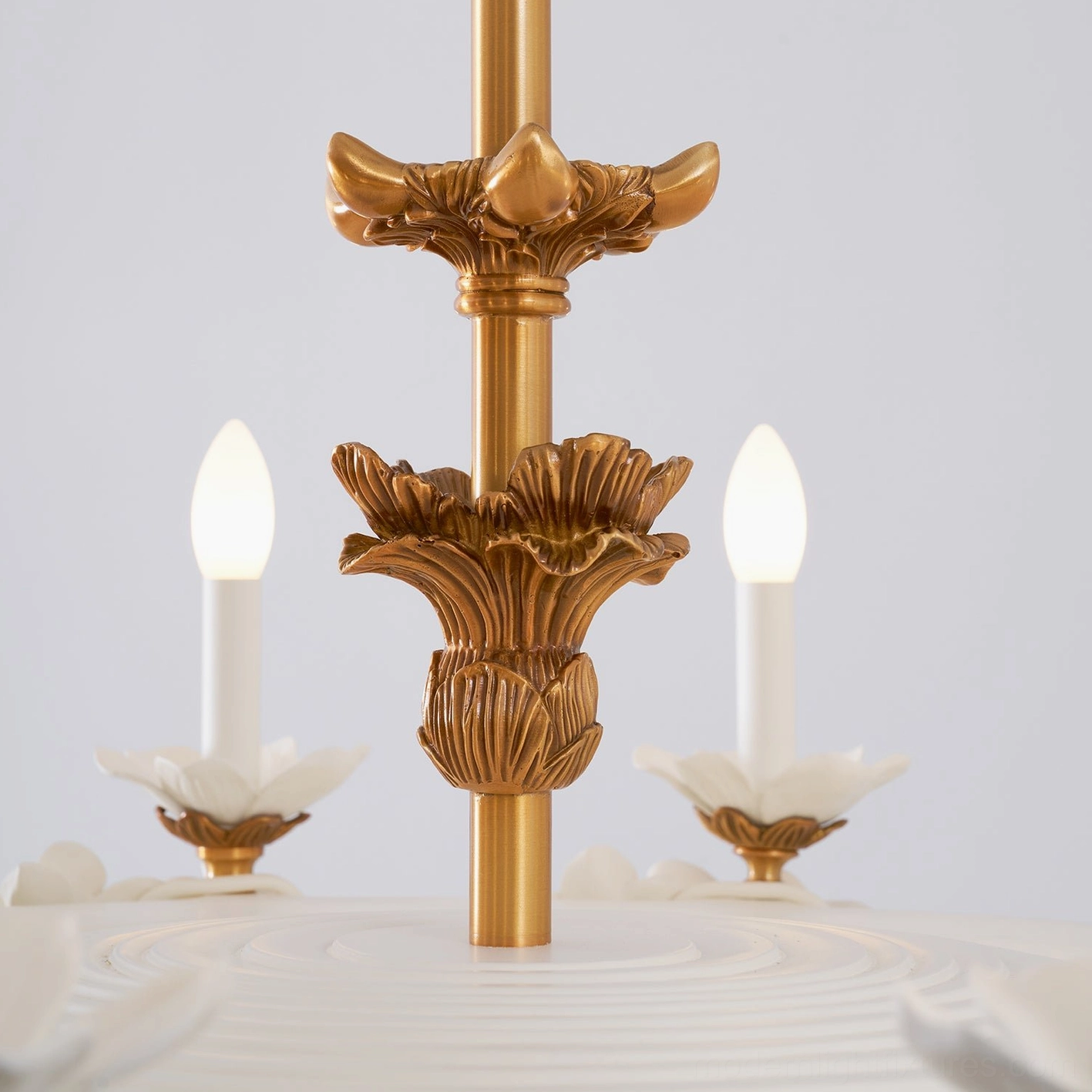 Florentine Petals Chandelier showing dimensional petal formation and light refraction