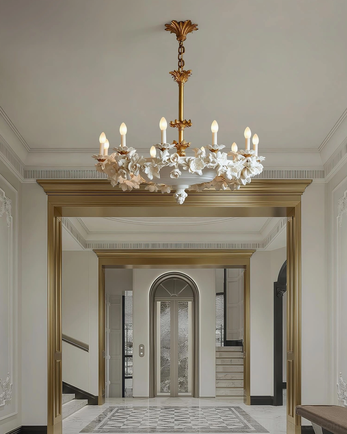 Florentine Petals Chandelier Model B showing compact height for contemporary spaces