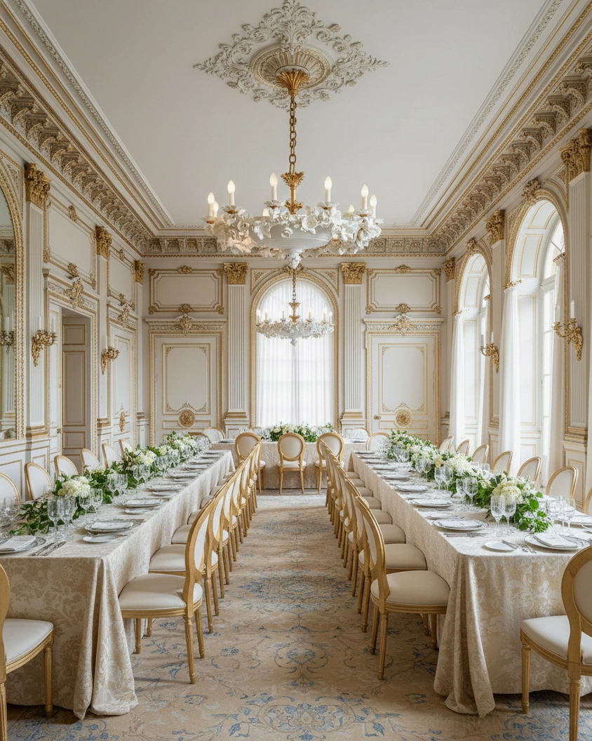Florentine Petals Chandelier Model C installation showing full height and width proportions
