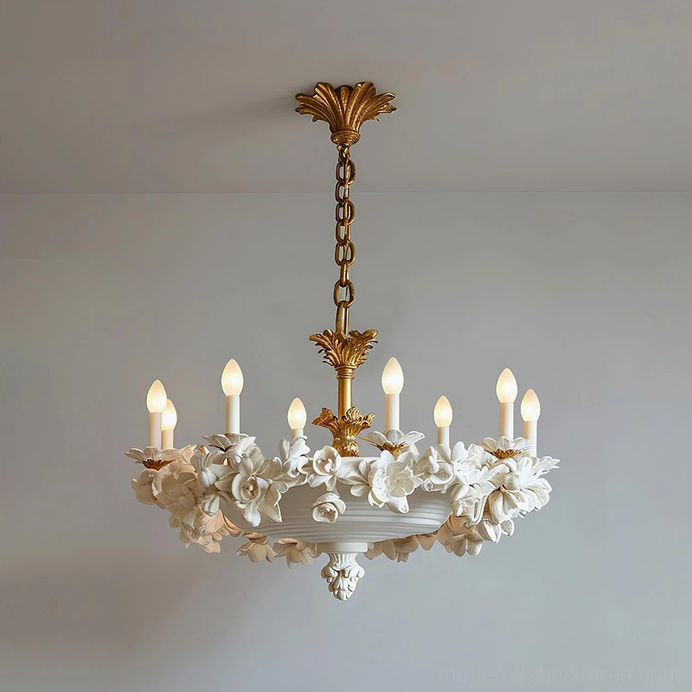 Florentine Petals floral chandelier featuring European neoclassical design inspiration