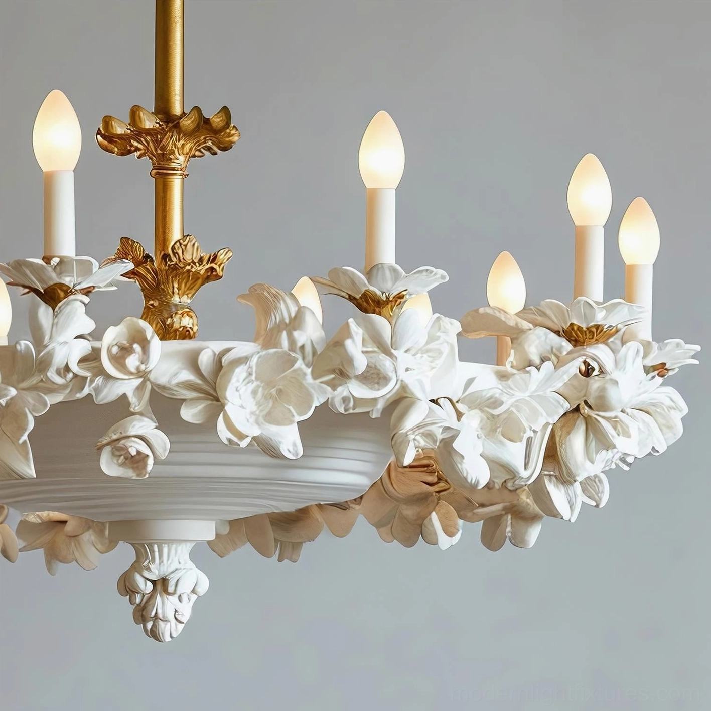 Florentine Petals floral light fixture featuring protective resin coating and petal texture