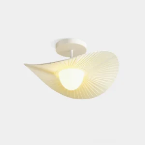 Florina pleated semi-flush ceiling light fixture front three-quarter view modern minimalist design