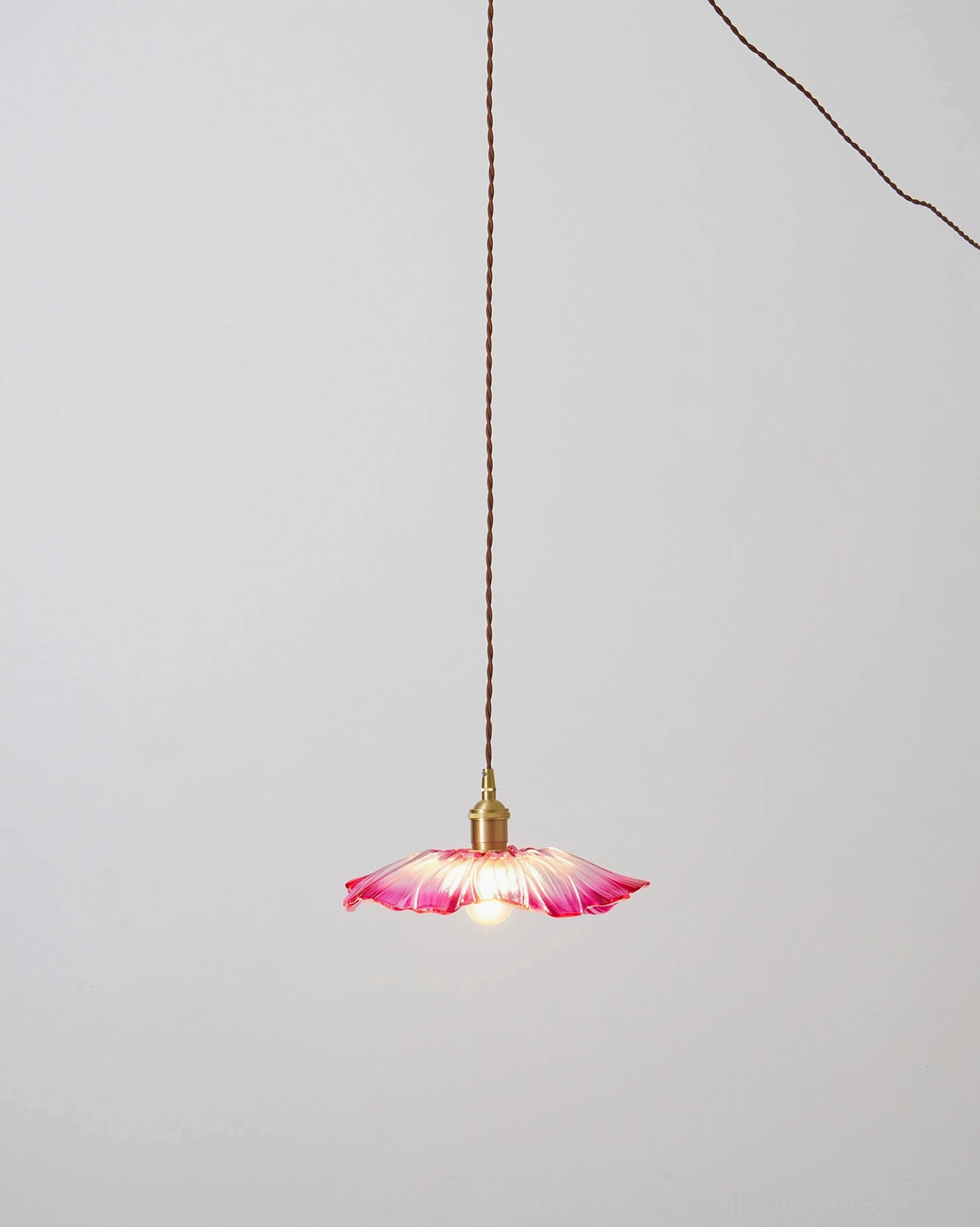 Pendant light with flower glass shade and adjustable installation flexibility