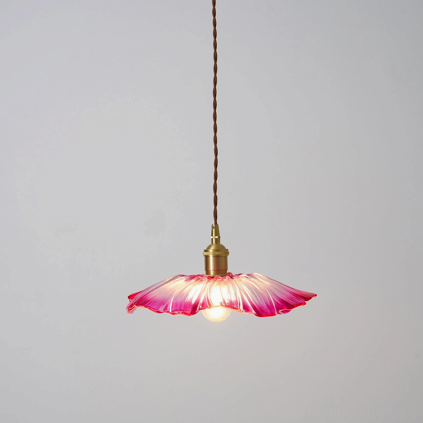 Flower glass pendant light with contemporary design and hand-crafted petal shade