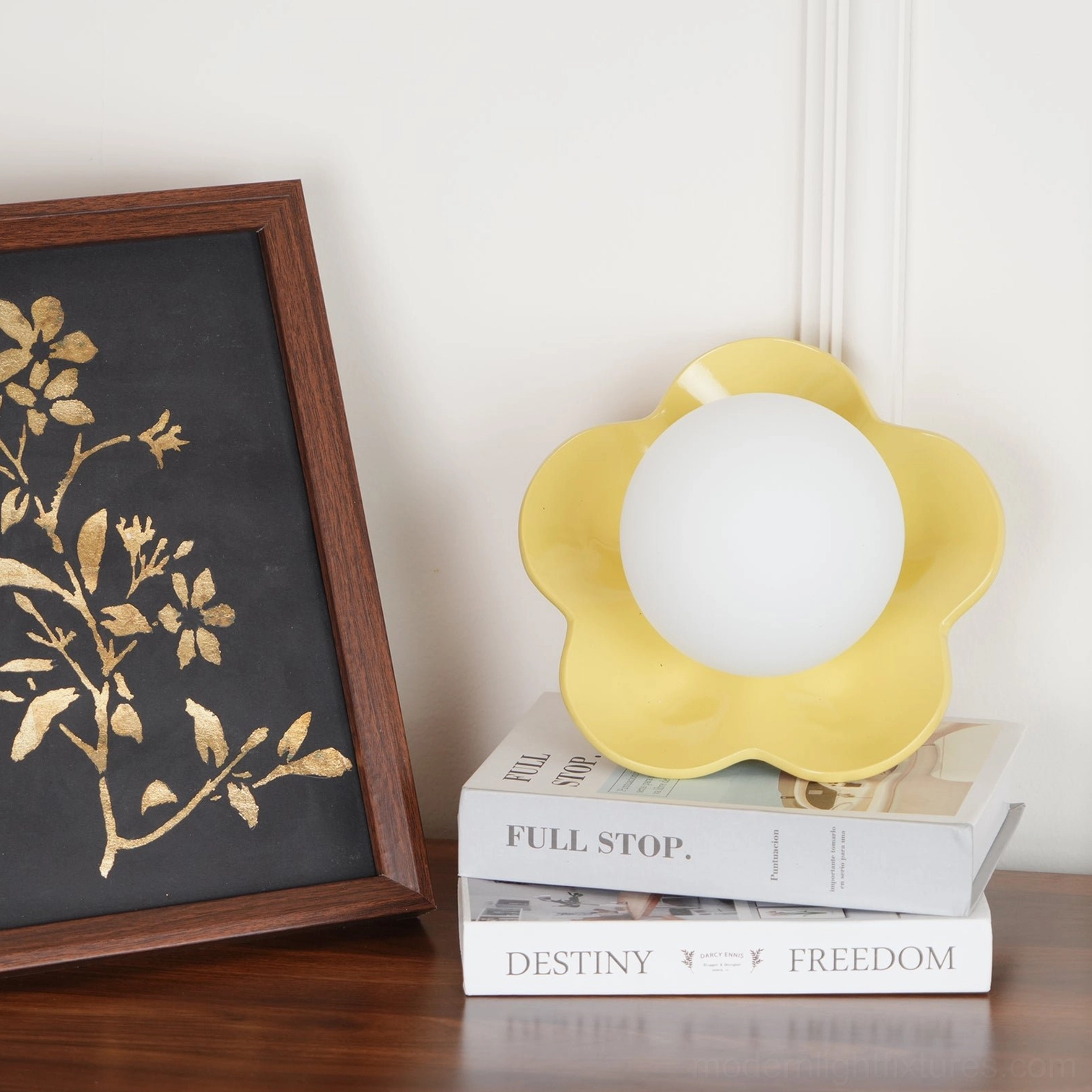 Flower wall sconce botanical petal design in Scandinavian modern interior setting