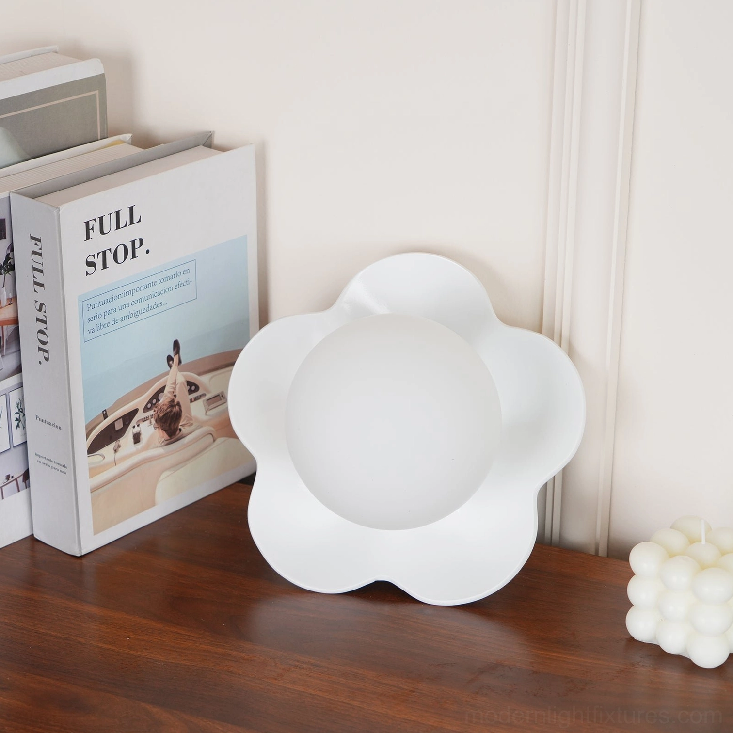Flower wall sconce size comparison in residential wall mounting application